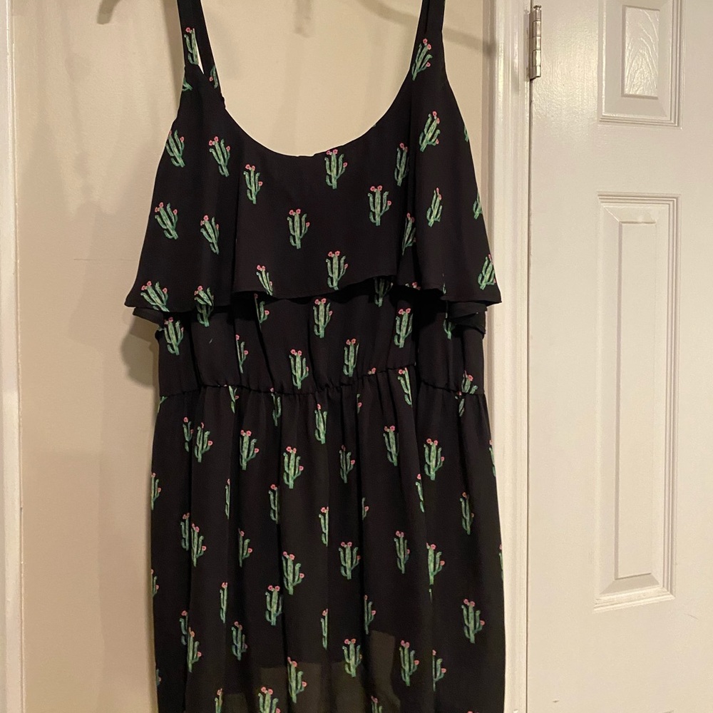 COPY-Black tank top with cactuses.